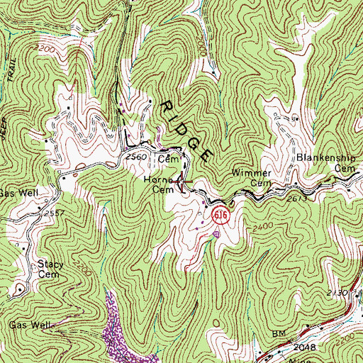 Topographic Map of Horne Cemetery, WV