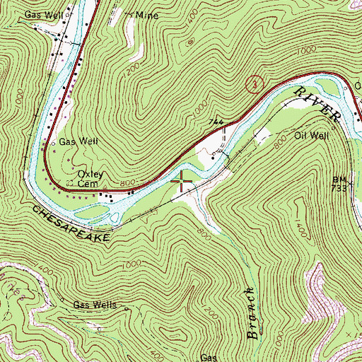 Topographic Map of Horse Branch, WV