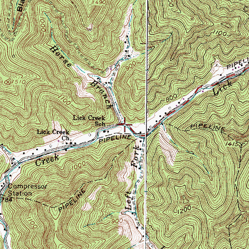 Topographic Map of Horse Branch, WV