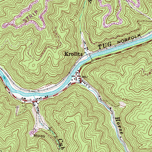 Topographic Map of Horse Creek, WV