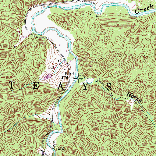 Topographic Map of Horse Creek, WV