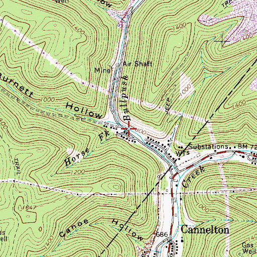 Topographic Map of Horse Fork, WV