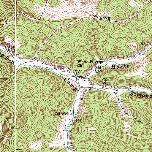 Topographic Map of Horse Run, WV