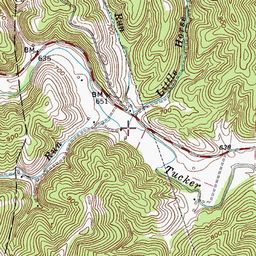 Topographic Map of Horse Run, WV