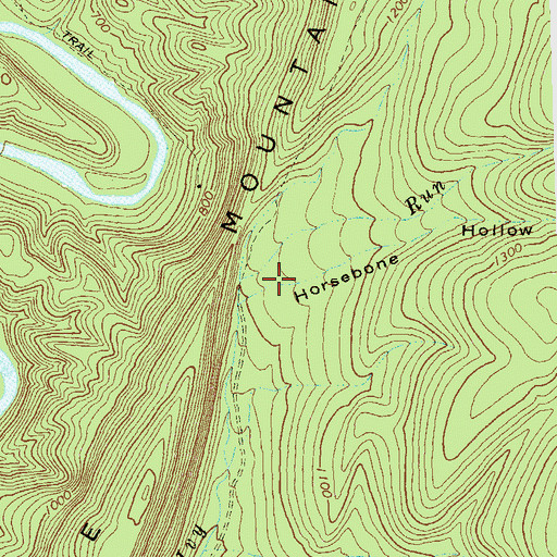 Topographic Map of Horsebone Hollow, WV