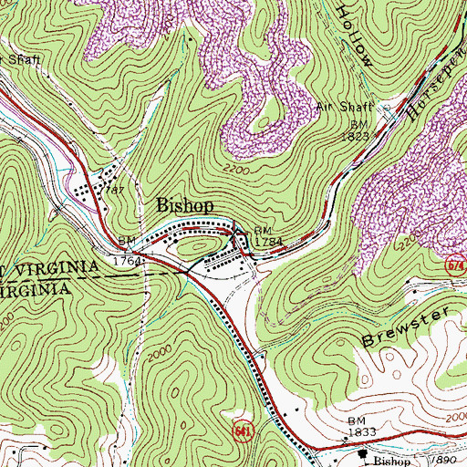 Topographic Map of Horsepen Creek, WV