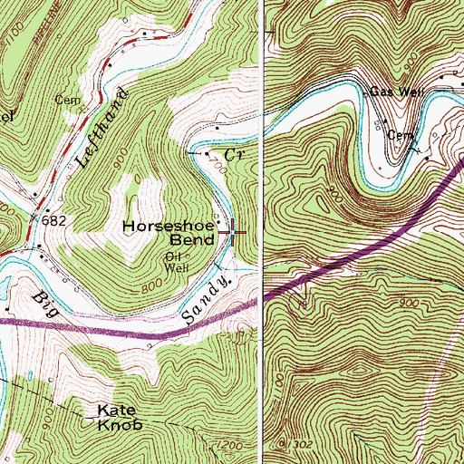 Topographic Map of Horseshoe Bend, WV
