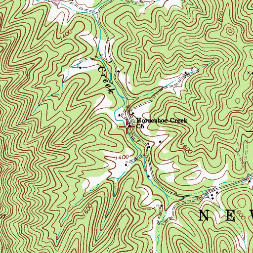 Topographic Map of Horseshoe Creek Church, WV