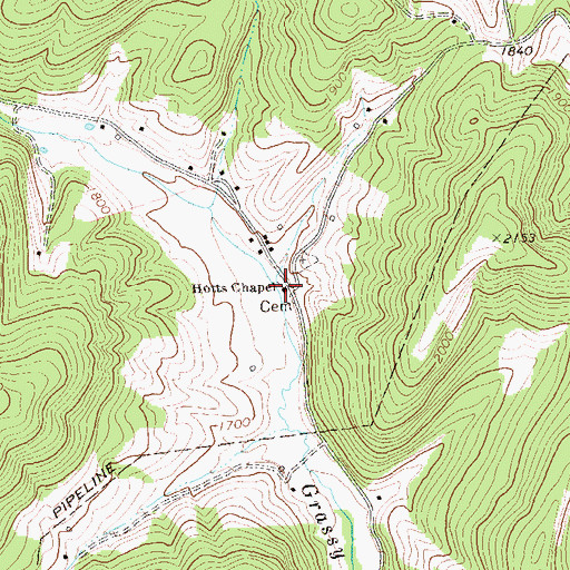 Topographic Map of Hotts Chapel, WV