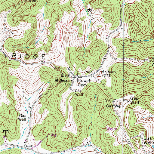 Topographic Map of Howell Cemetery, WV