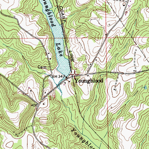 Topographic Map of Youngblood, AL