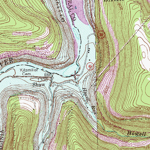 Topographic Map of Howell Run, WV