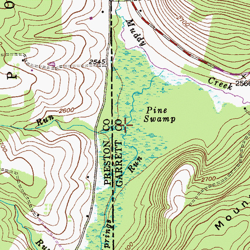 Topographic Map of Hoyes Run, WV