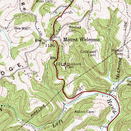 Topographic Map of Hubbard Cemetery, WV