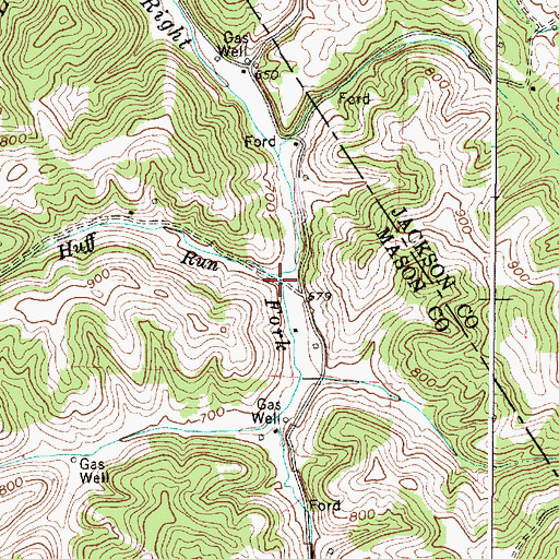 Topographic Map of Huff Run, WV