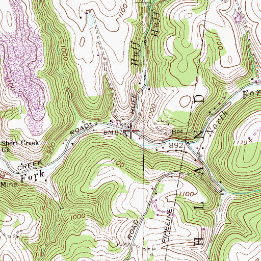 Topographic Map of Huff Run, WV