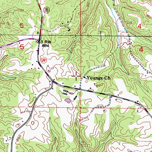 Topographic Map of Youngs Church, AL