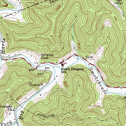 Topographic Map of Hugh Dingess Elementary School, WV