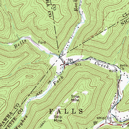 Topographic Map of Hughes Fork, WV