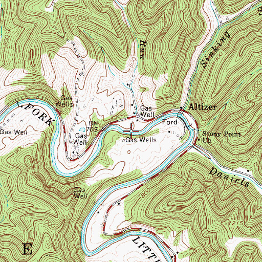 Topographic Map of Hughes Run, WV