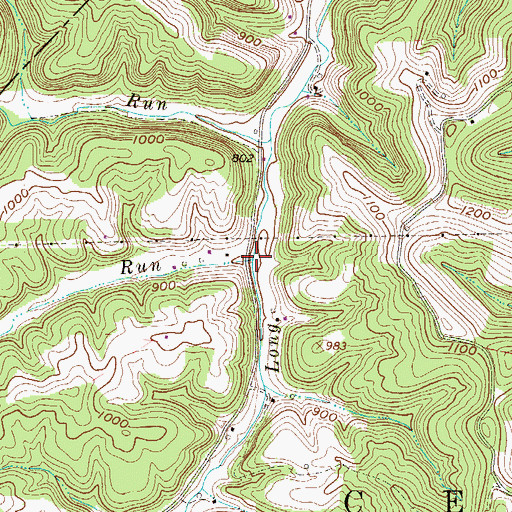 Topographic Map of Hugle Run, WV