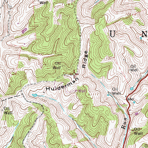 Topographic Map of Hulderman Ridge, WV