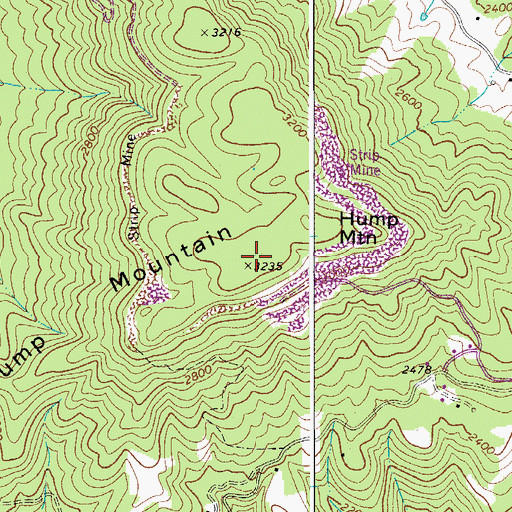 Topographic Map of Hump Mountain, WV