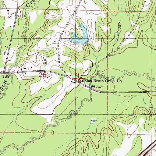 Topographic Map of Zion Brush Creek Church, AL