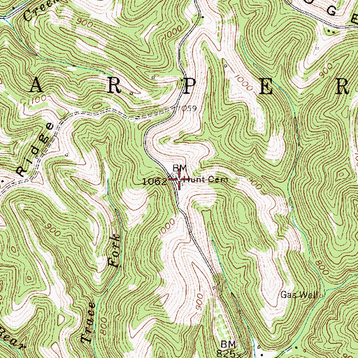 Topographic Map of Hunt Cemetery, WV