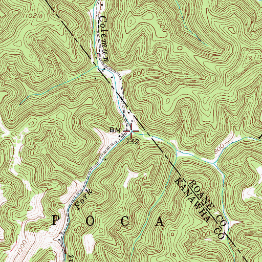 Topographic Map of Hunt Fork, WV