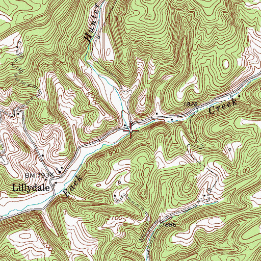 Topographic Map of Hunter Branch, WV