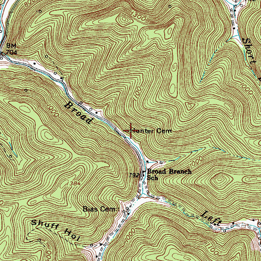 Topographic Map of Hunter Cemetery, WV
