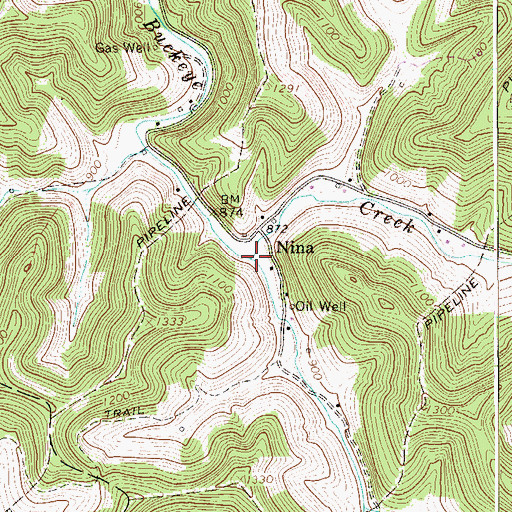 Topographic Map of Hunter Fork, WV
