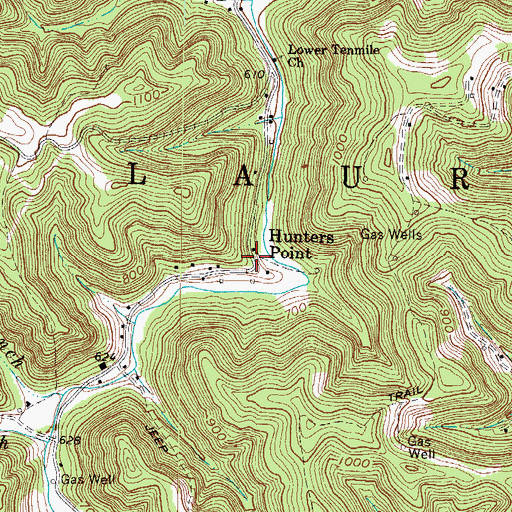 Topographic Map of Hunters Point, WV