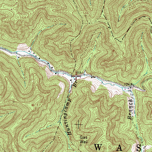 Topographic Map of Huntingcamp Branch, WV