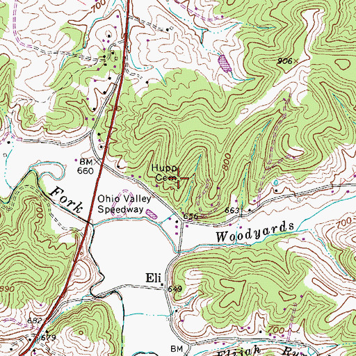 Topographic Map of Hupp Cemetery, WV