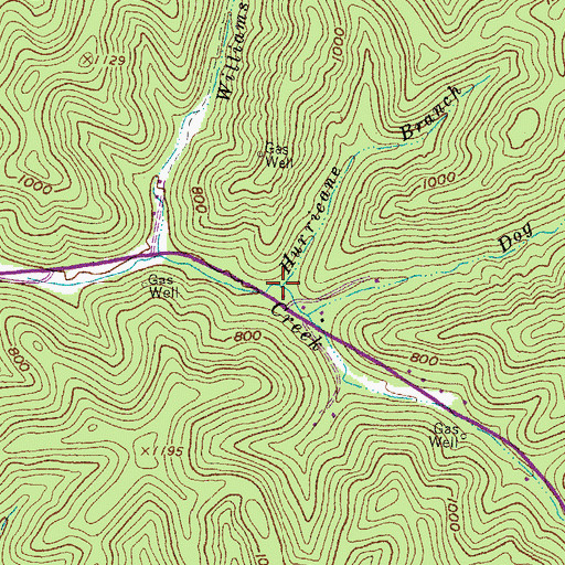 Topographic Map of Hurricane Branch, WV