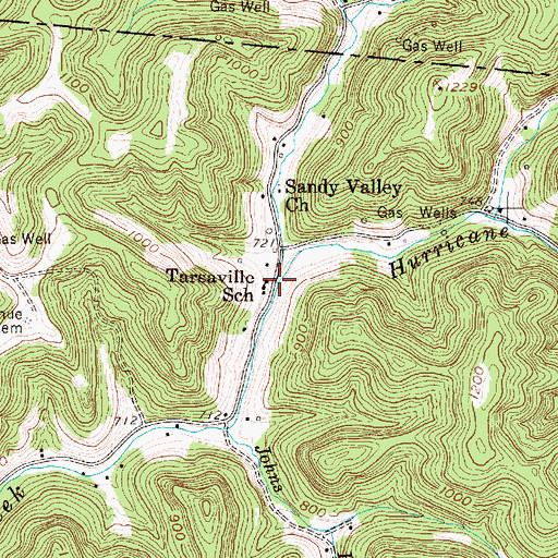 Topographic Map of Hurricane Branch, WV