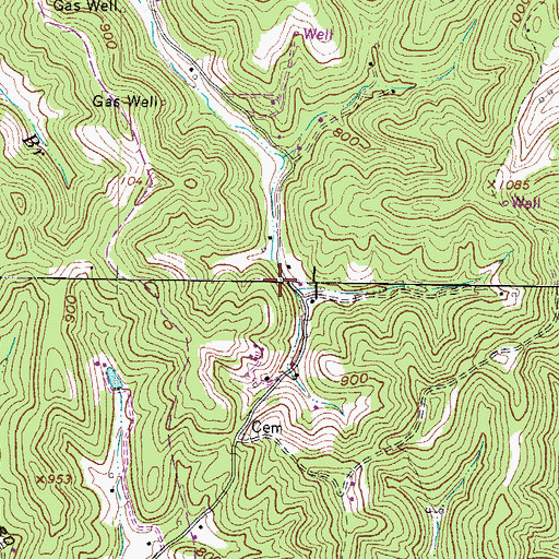 Topographic Map of Hurricane Creek, WV