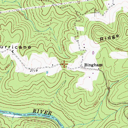 Topographic Map of Hurricane Ridge, WV