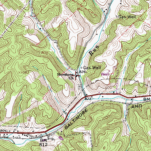 Topographic Map of Hurshers Church, WV