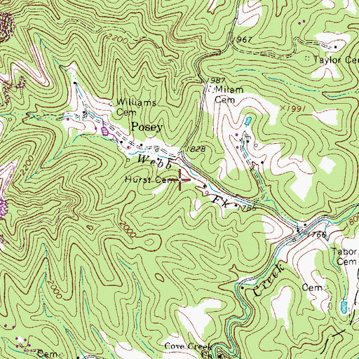 Topographic Map of Hurst Cemetery, WV