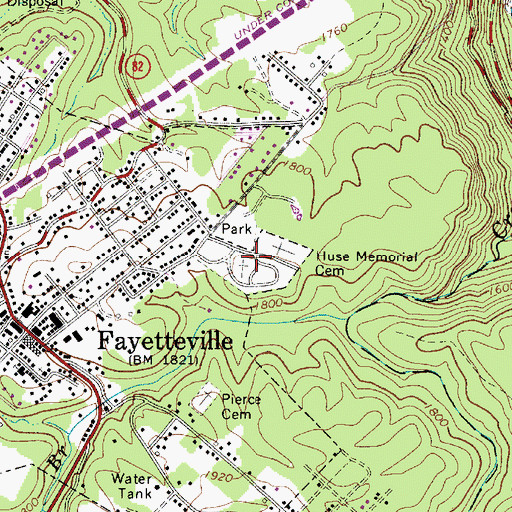 Topographic Map of Huse Memorial Cemetery, WV