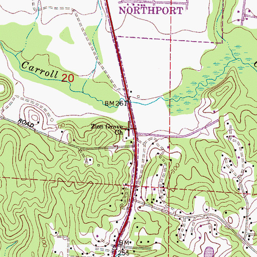 Topographic Map of Zion Grove Baptist Church, AL