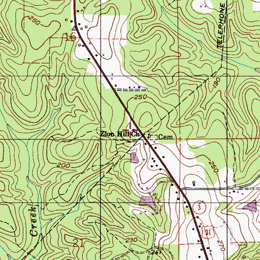 Topographic Map of Zion Hill Baptist Church, AL