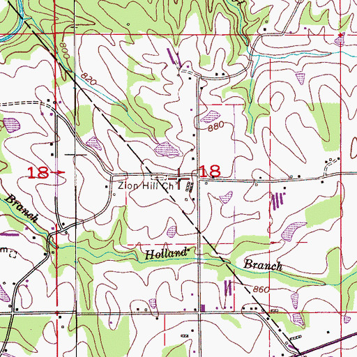 Topographic Map of Zion Hill Primitive Baptist Church, AL