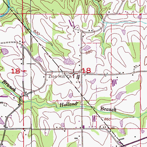 Topographic Map of Zion Hill Primitive Baptist Church, AL