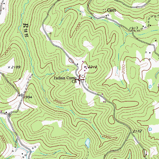 Topographic Map of Indian Camp Church, WV