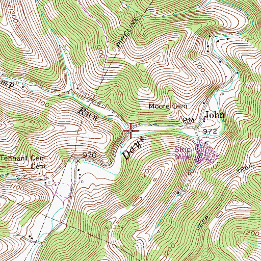 Topographic Map of Indian Camp Run, WV