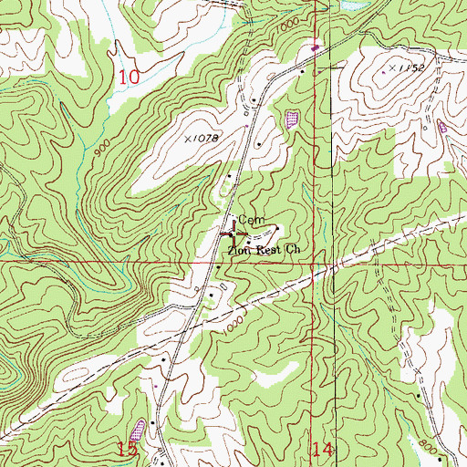 Topographic Map of Zion Rest Church, AL